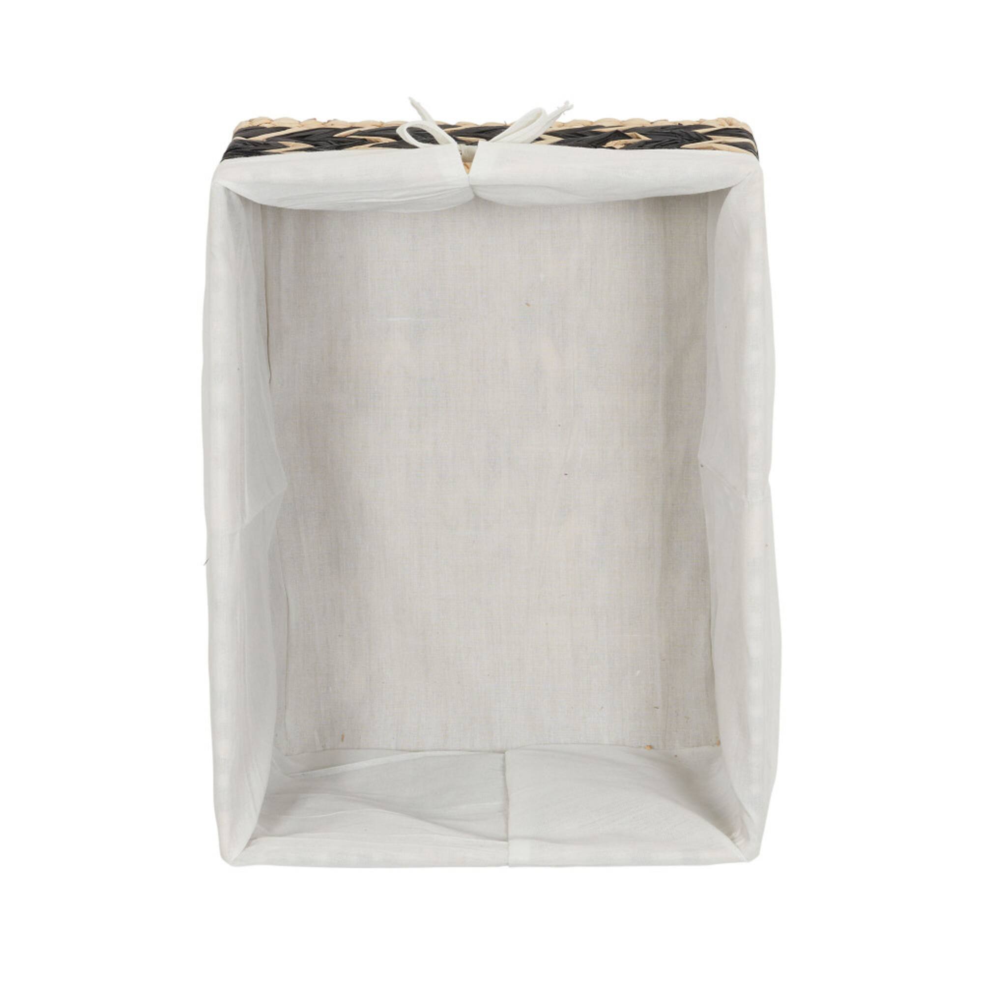 Household Essentials 9" Black & Natural Herringbone Wicker Storage Basket with Cloth Liner